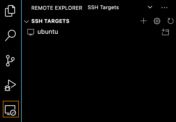 On the left hand bar of Visual Studio Code there is an icon four from the top that features the remote explorer. Clicking on it will bring you to a menu where you can select ubuntu as an SSH target.